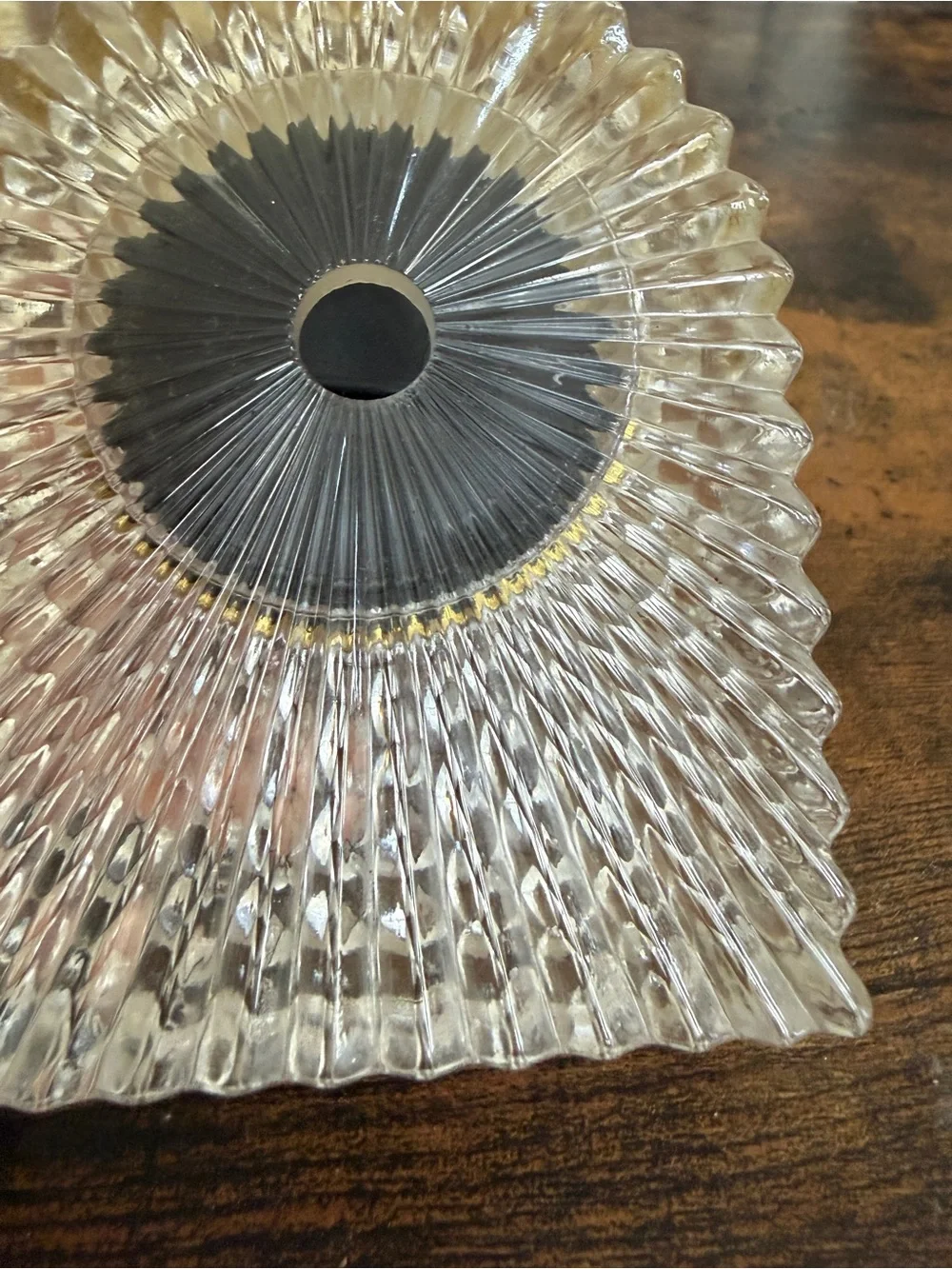Crystal Table Clock with Gold Trim - Clear vintage